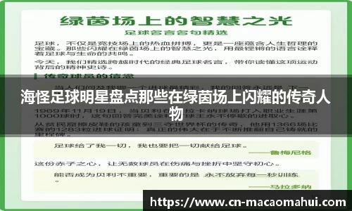 海怪足球明星盘点那些在绿茵场上闪耀的传奇人物